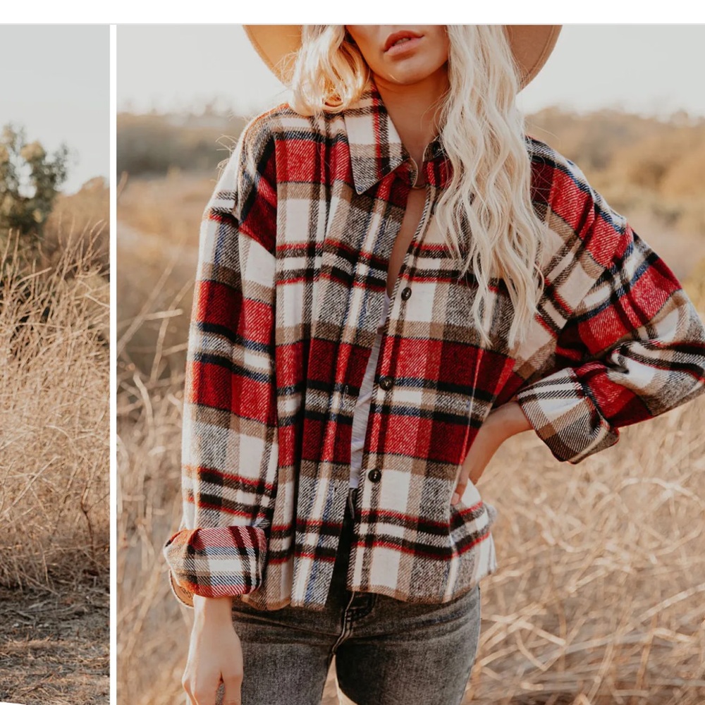 Liverpool plaid button down shacket - Picture 8 of 8